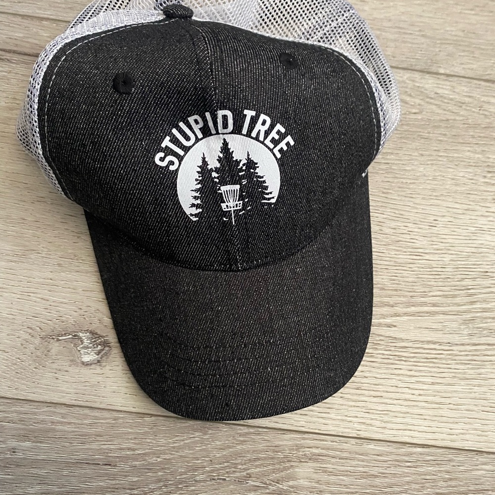 Stupid Tree Black and White Mesh Trucker Hat